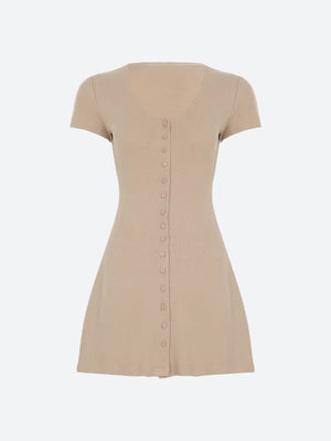 Button Up Knitted Mini Dress