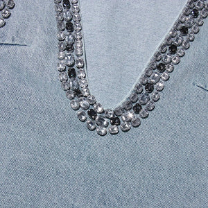 Deep V Denim Mini Dress