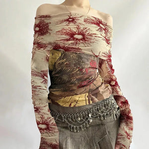 Fairycore Bohemian Off Shoulder Top