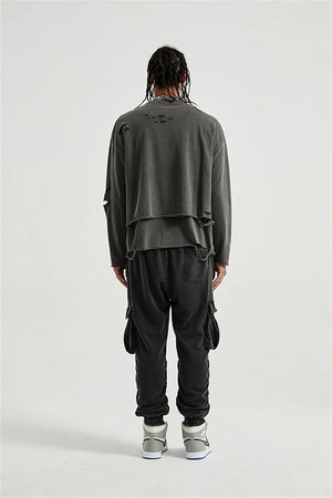 Grunge Ripped Layered Sweatshirt