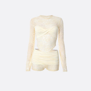 Lace Top & Bodysuit Two Piece Set