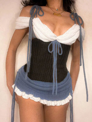 Ruched Knitted Mini Dress