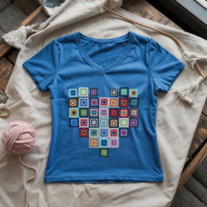 Granny Squares Heart Lady V-neck