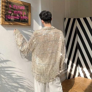 Shiny Sequin Sheer Shirt