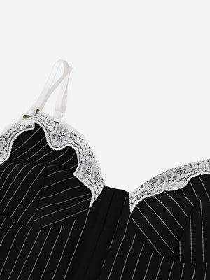 Striped Lace Trim Corset Top