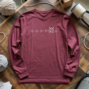 Knit heartbeat Long Sleeve T-shirt
