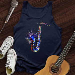 Blue Jazz Sax Tank Top