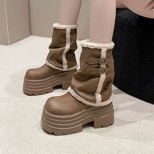 Y2K Fur Trim Chunky Platform Boots