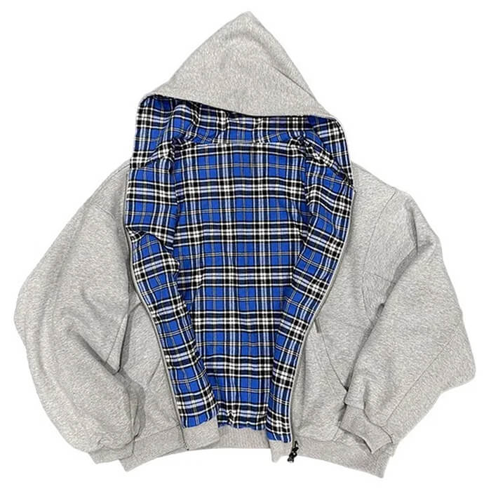 90s Plaid Reversible Hooded Jacket