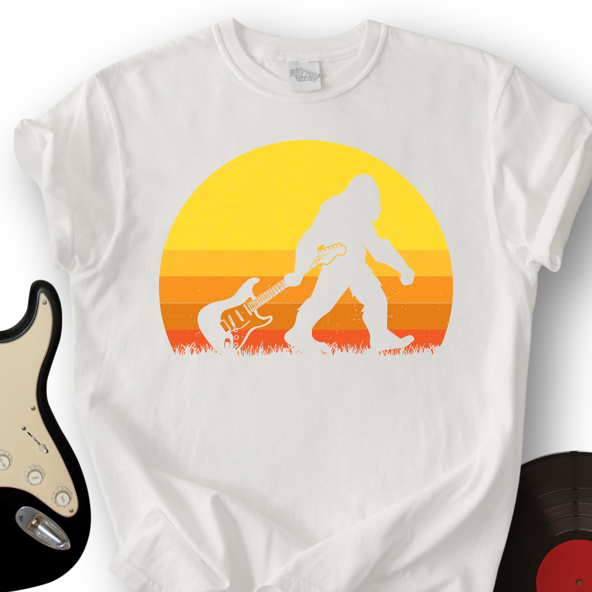 Bigfoot Dragging Guitar T-Shirt