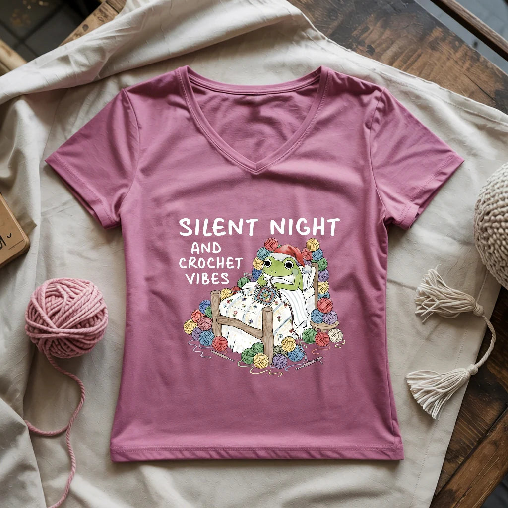 Silent Night and Crochet Vibes Lady V-neck