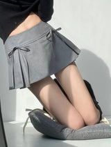 Bow Pleated Mini Skirt