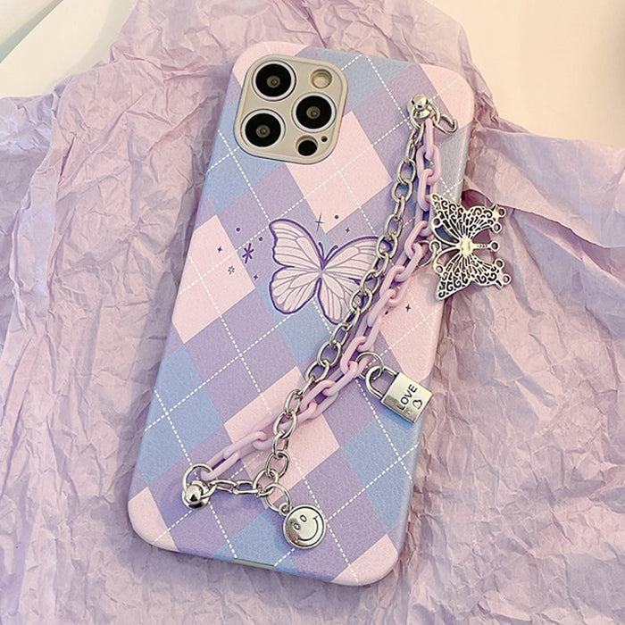 Butterfly Chain Argyle iPhone Case