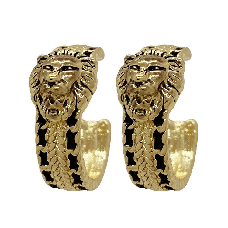 Vintage Style Lion Hoop Earrings