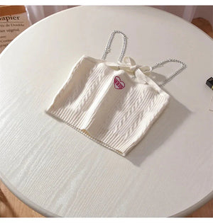 Chain Strap Knitted Crop Top