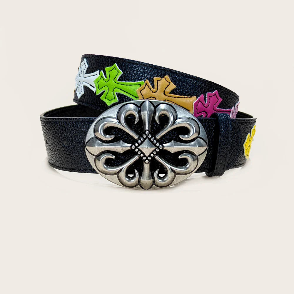 Colorful Cross Buckle Belt