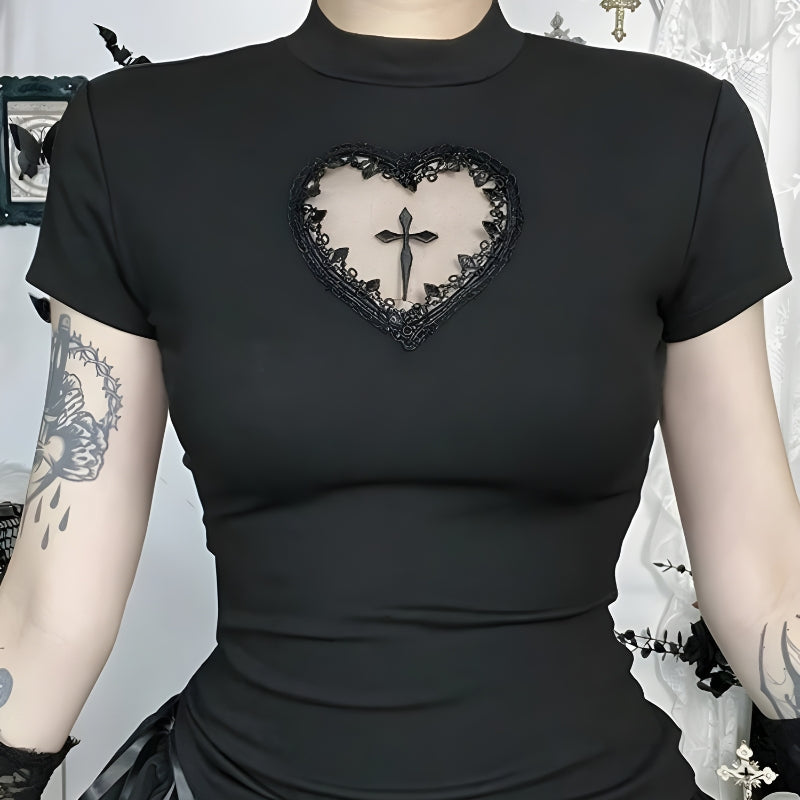 Goth Heart & Cross Top