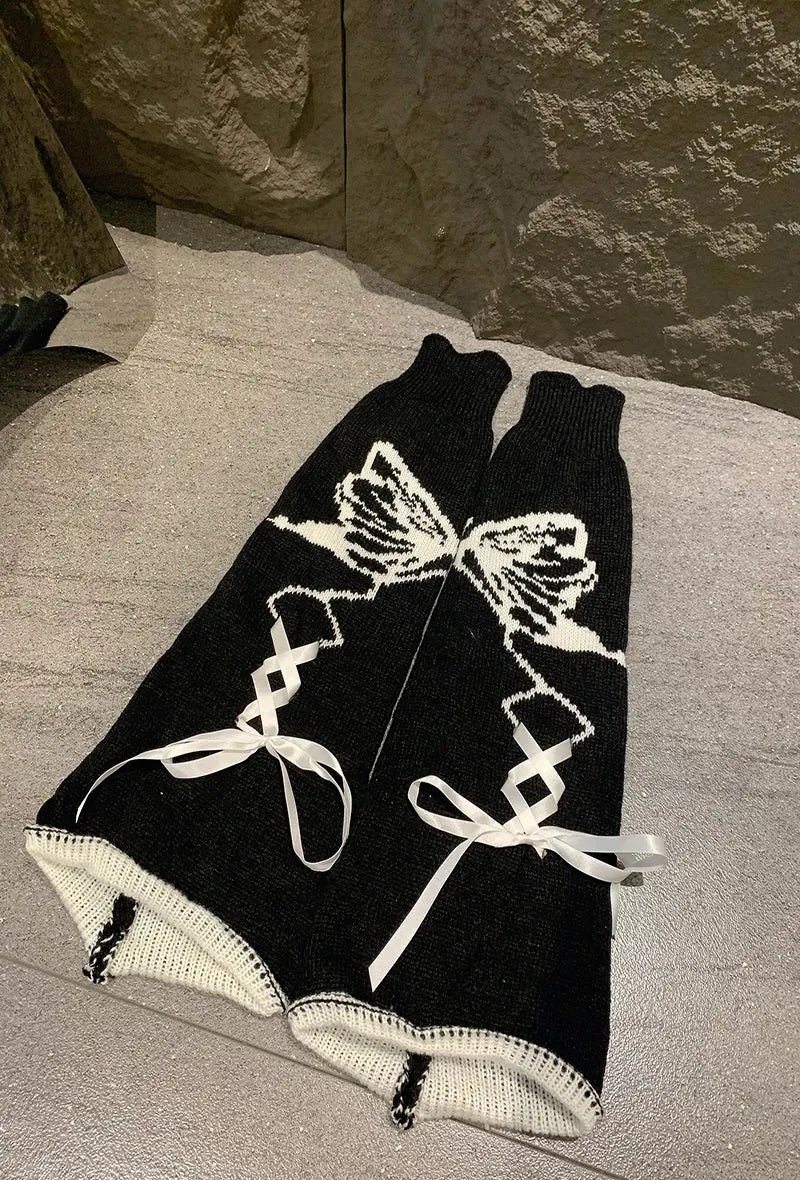 Grunge Butterfly Lace Up Leg Warmers
