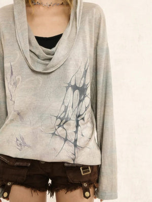 Grunge Distressed Hooded Top