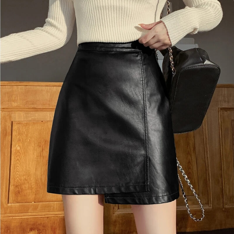 Light Academia Faux Leather Mini Skirt