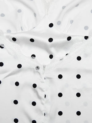 Polka Dot Lace Trim Mini Dress