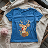 Red Nose Yarndeer Lady V-neck