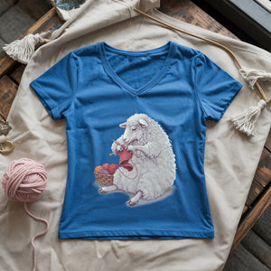 Woolly Knitting Lady V-neck