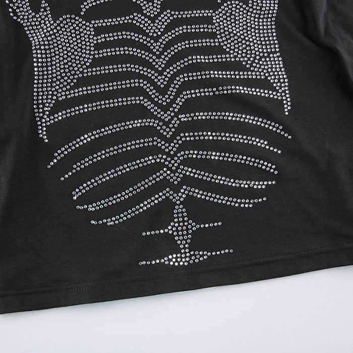 Skeleton Rhinestone Long Sleeve Top