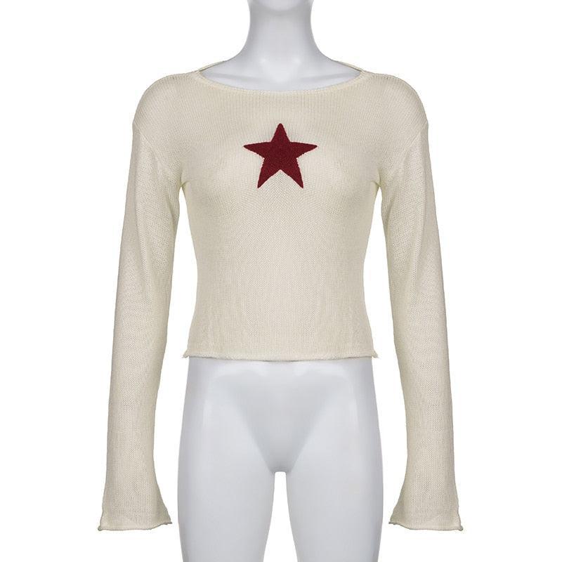 Star Embroidery Knitted Top