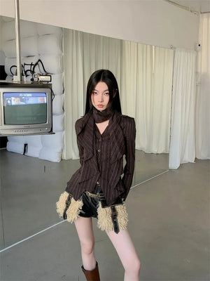 Striped Neck Tie Shirt