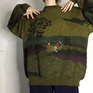 Vintage Aesthetic Fisherman Knit Sweater