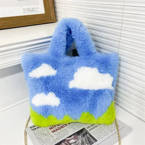 White Clouds & Blue Sky Fluffy Bag