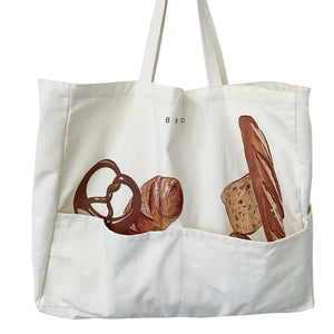Aesthetic Bread Print Tote Bag