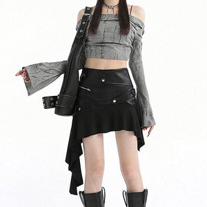 Rock The Scene Asymmetric Leather Skirt