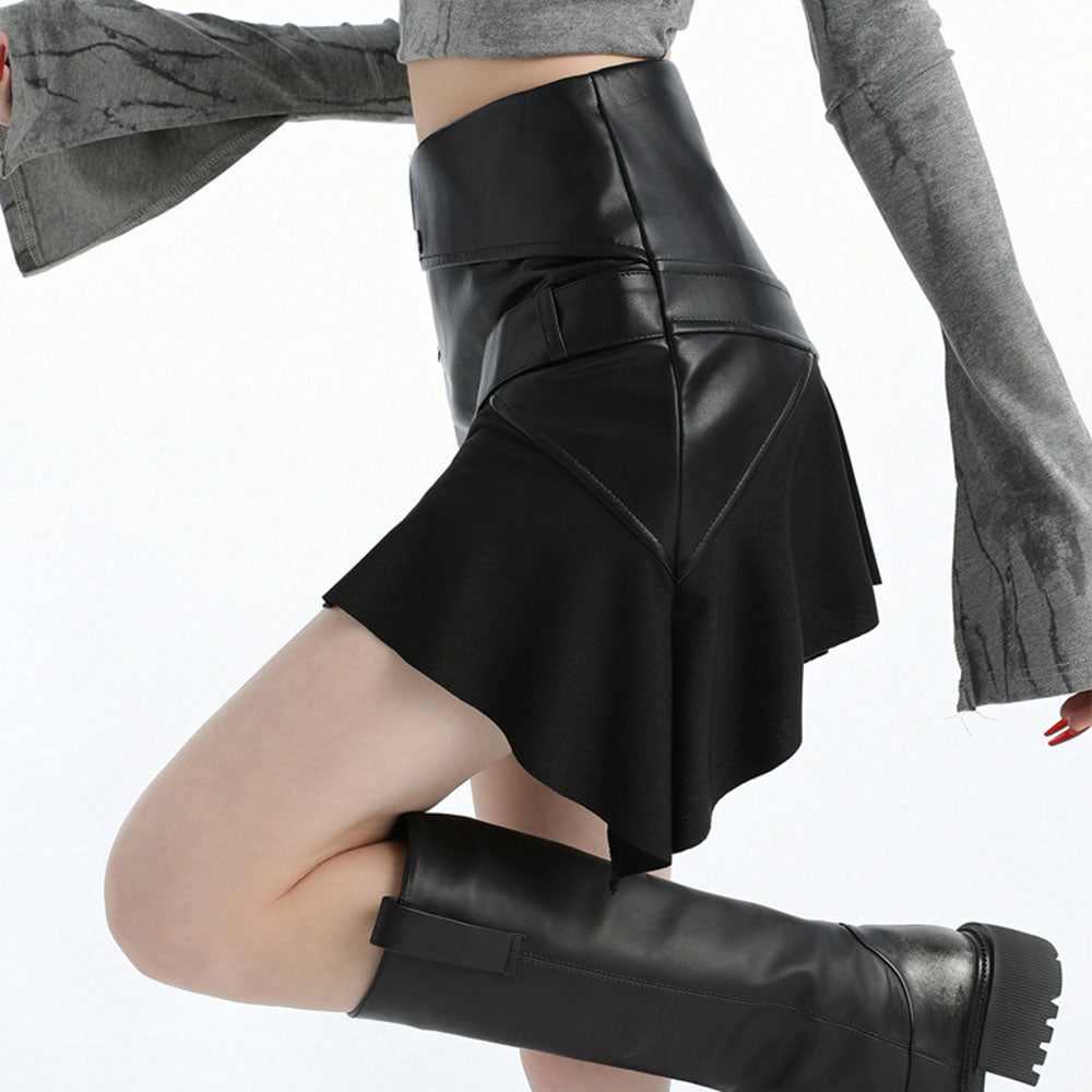 Rock The Scene Asymmetric Leather Skirt
