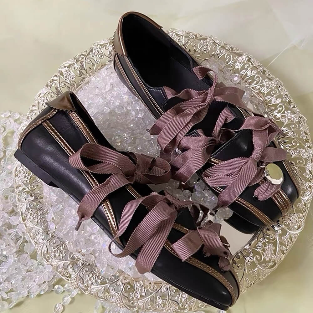 Balletcore Ribbon-Laced Flats