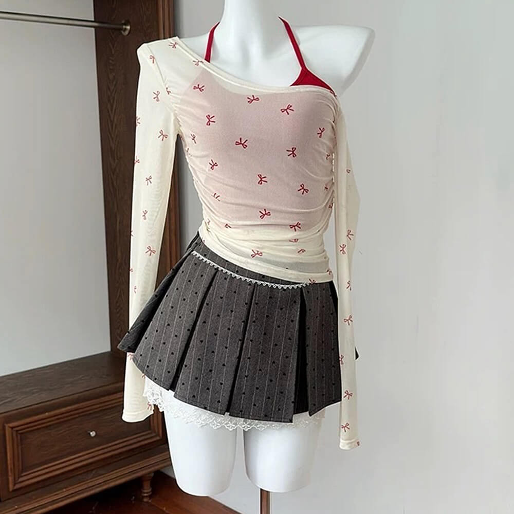 Balletcore Aesthetic Bow Mesh Top