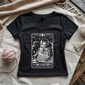 Knitter Tarot Card Lady V-neck