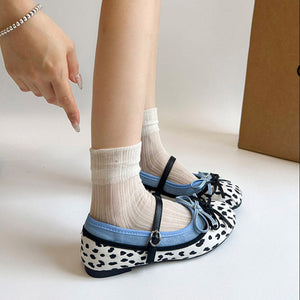 Cow Print Mary Jane Ballet Flats