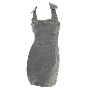 Y2K Aesthetic Halter Denim Dress
