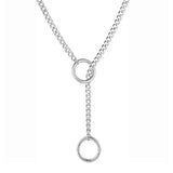 Double Ring Drop Chain Necklace