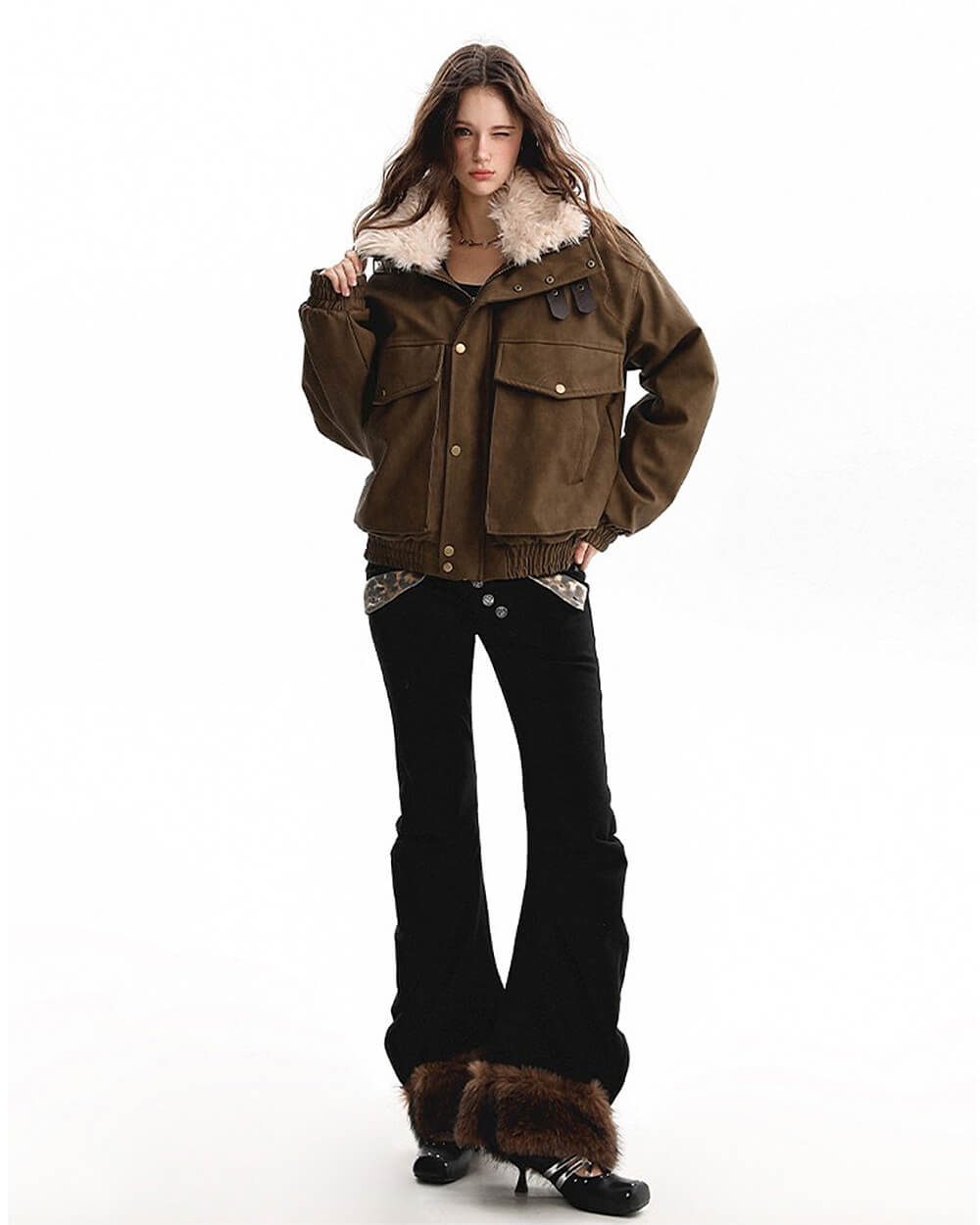 Drama Alert Faux Fur Aviator Jacket