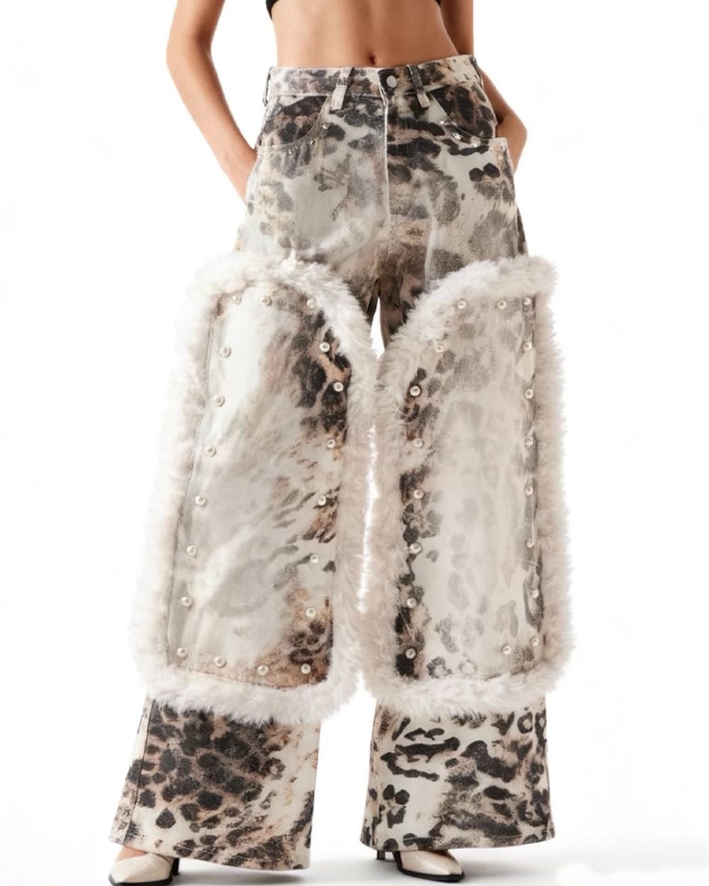Animal Instincts Faux Fur Leopard Pants