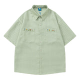 Floral Embroidery Gingham Shirt