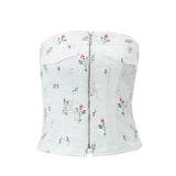 Floral Zip Up Corset Top