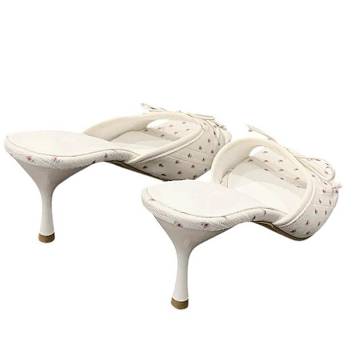 French Summer Floral Heeled Mules