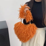 Fuzzy Heart Shaped Bag