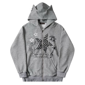 Grunge Cut-Out Shoulder Sweatshirt