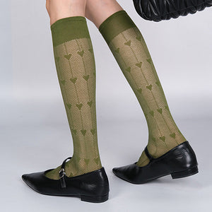 Softie Heart Thin Knee Socks