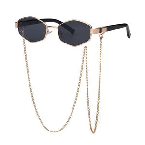 Hexagonal Sunglasses with Chain